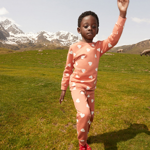 Petit Bateau - Clay Heart Print Loungewear – Kids’ Cozy Pajama Set