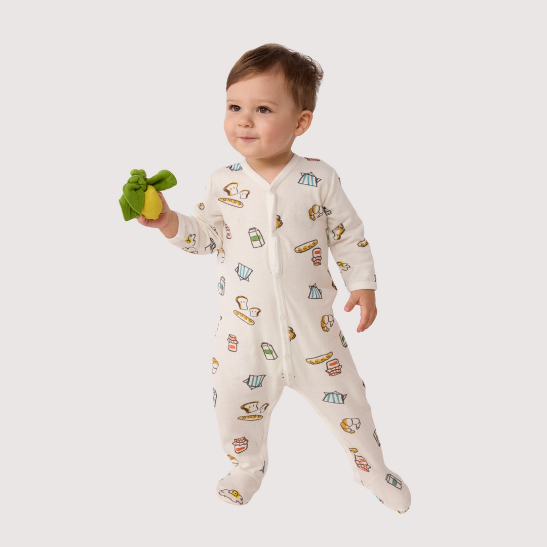 Petit Bateau | Breakfast‑Print Long‑Sleeve Baby Romper