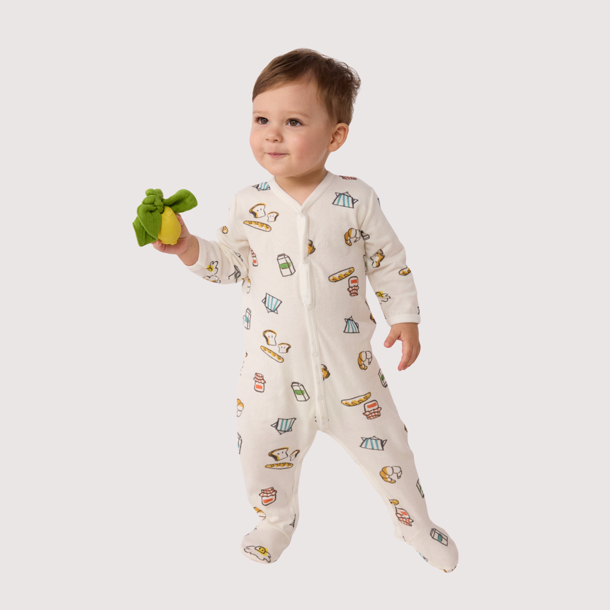 Petit Bateau | Breakfast‑Print Long‑Sleeve Baby Romper