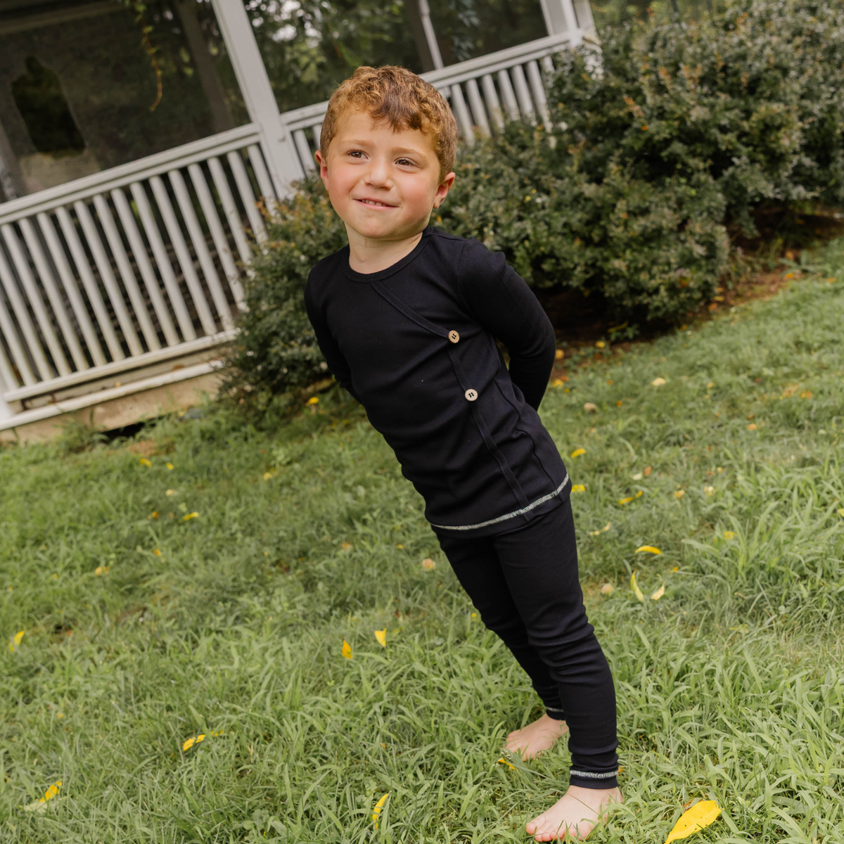 Little Label Weekend Wrap Pajama (Buttons) – Black Boys’ Sleepwear