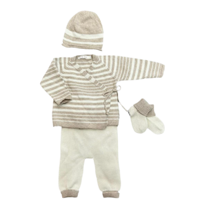 Li & Me - Knit Multi Stripe Knit Kimono 5 Pcs Set