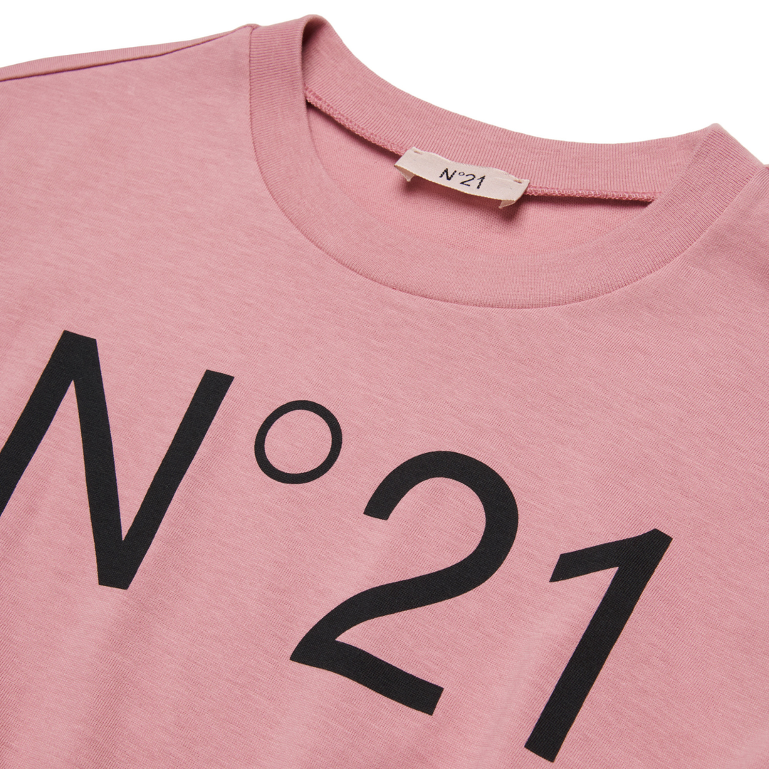 N21 Girls Logo T-Shirt Dress with Tie Waist – Short Sleeve