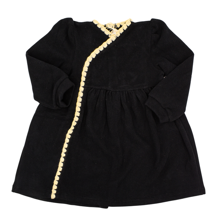 Little Girls Black Carousel Stitching Dress - Made in Italy