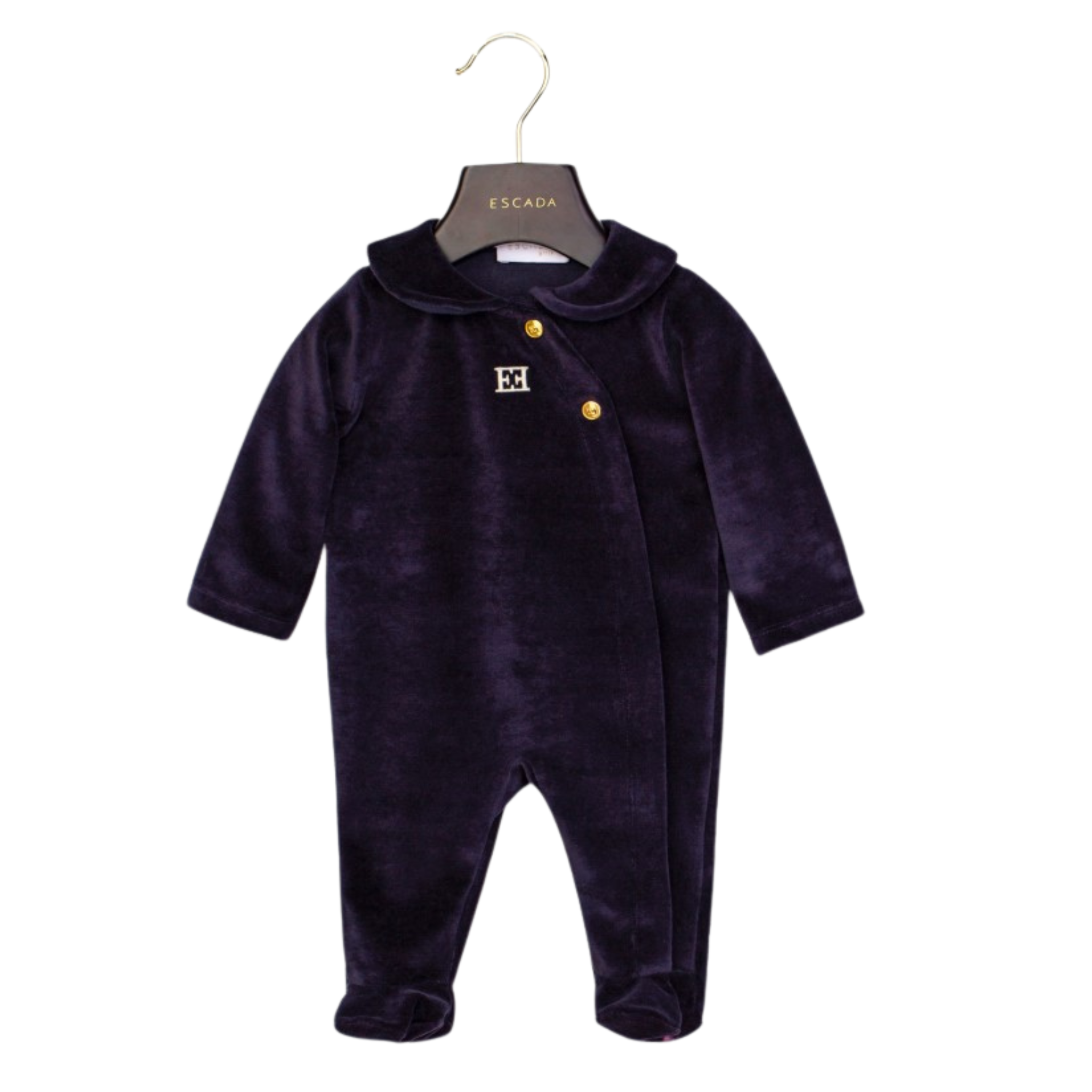 escada baby footie round collar dark navy