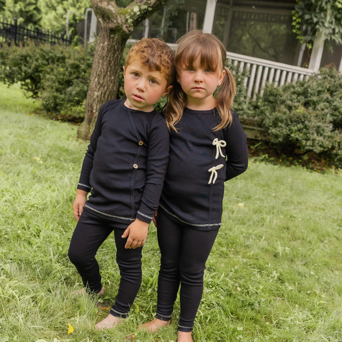 Little Label Weekend Wrap Pajama (Buttons) – Black Boys’ Sleepwear