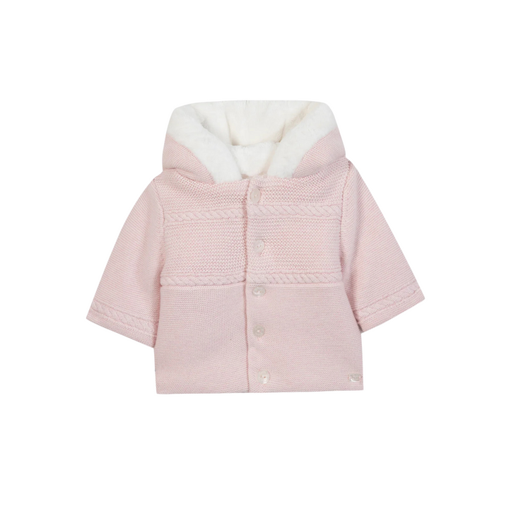 Tartine et Chocolat Pale Rose Fur Lined Knit Jacket