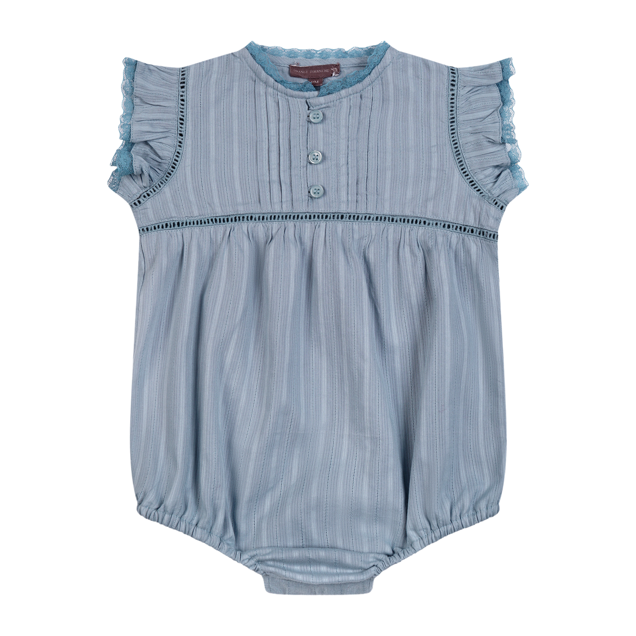 Orange Dimanche Sky Blue Textured Cotton Romper