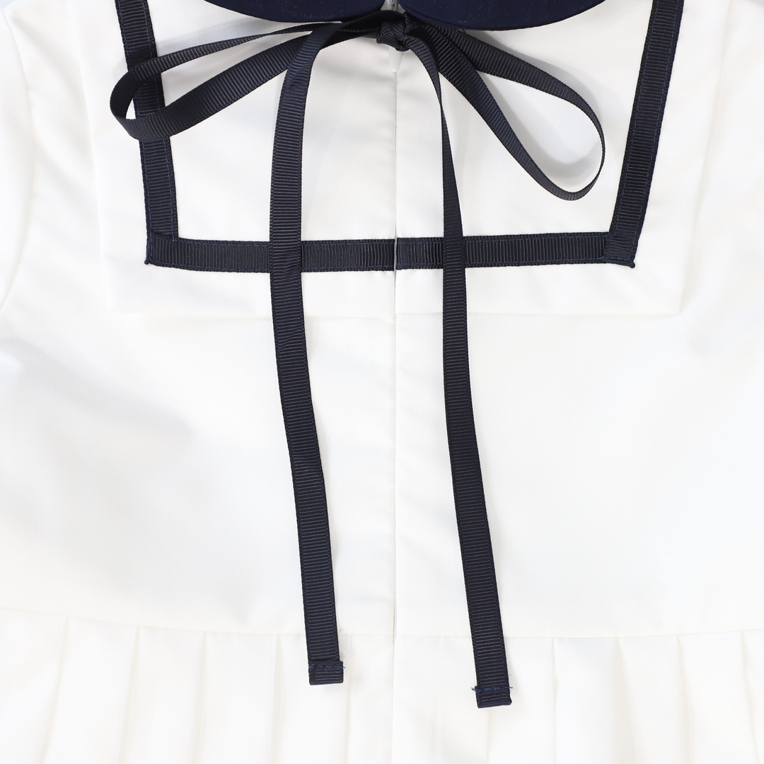 Girls’ Collared Trim Dress – Ivory Classic Occasion Dress