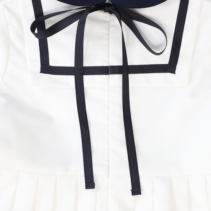 Girls’ Collared Trim Dress – Ivory Classic Occasion Dress