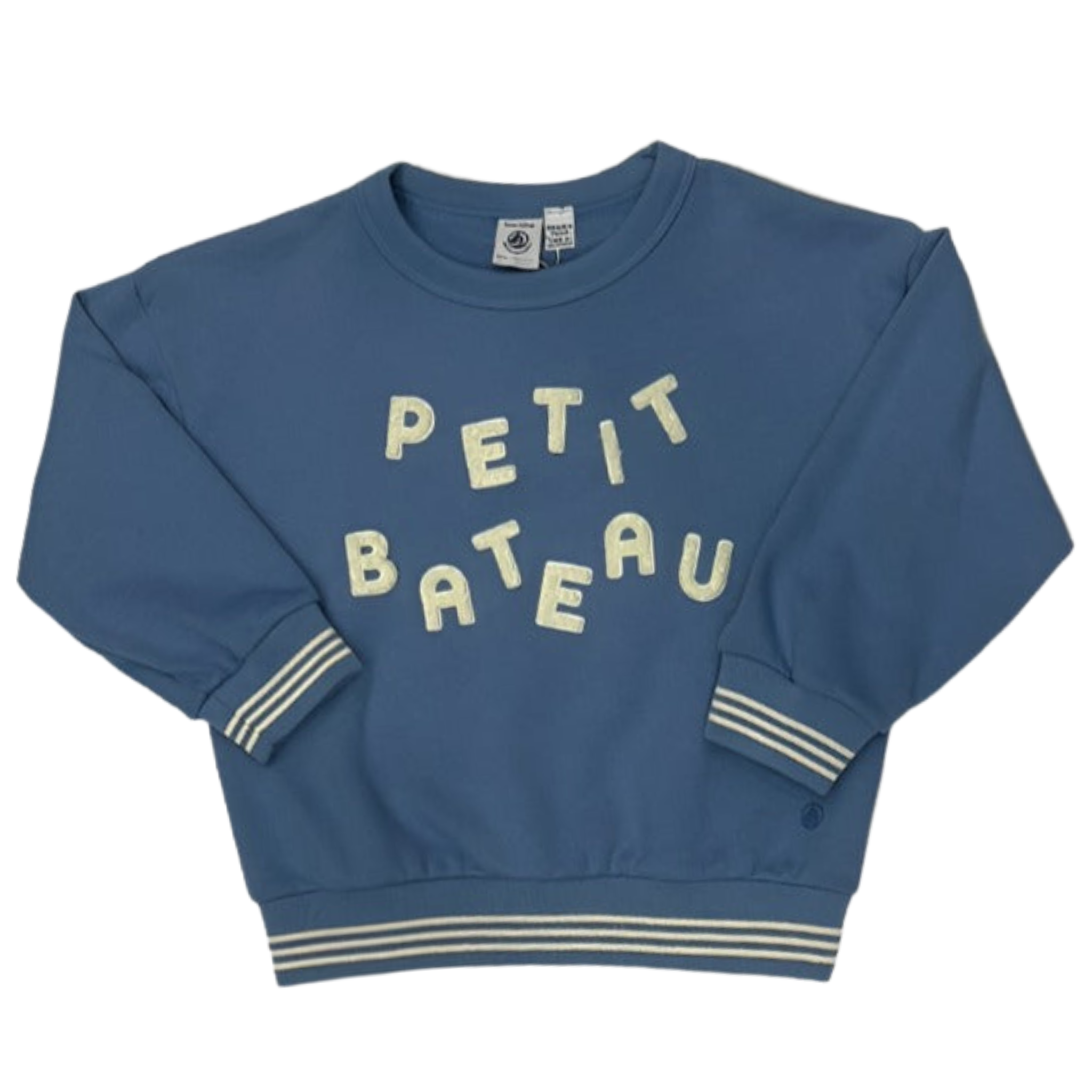 Petit Bateau Blue Logo Sweatshirt – Classic French Cotton Kids Pullover | Versatile Everyday Essential