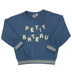 Petit Bateau Blue Logo Sweatshirt – Classic French Cotton Kids Pullover | Versatile Everyday Essential