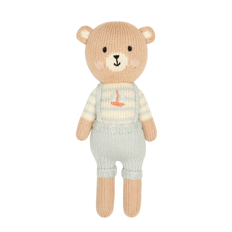 Tuntun - Arthur The Bear With Sailboat 11" Natural & Light Blue