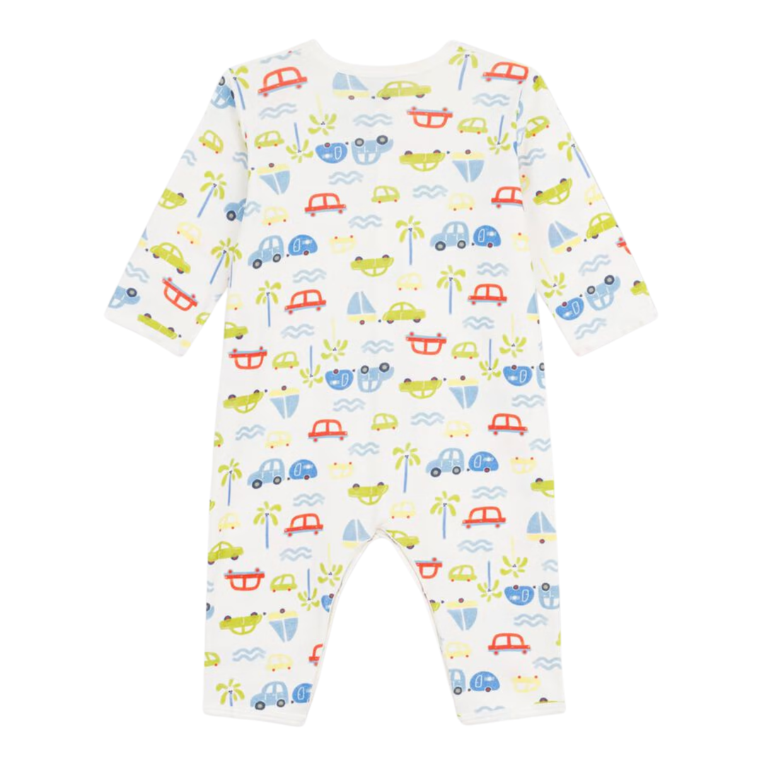 Petit Bateau Baby Boy Cars Print Footie – White Multi