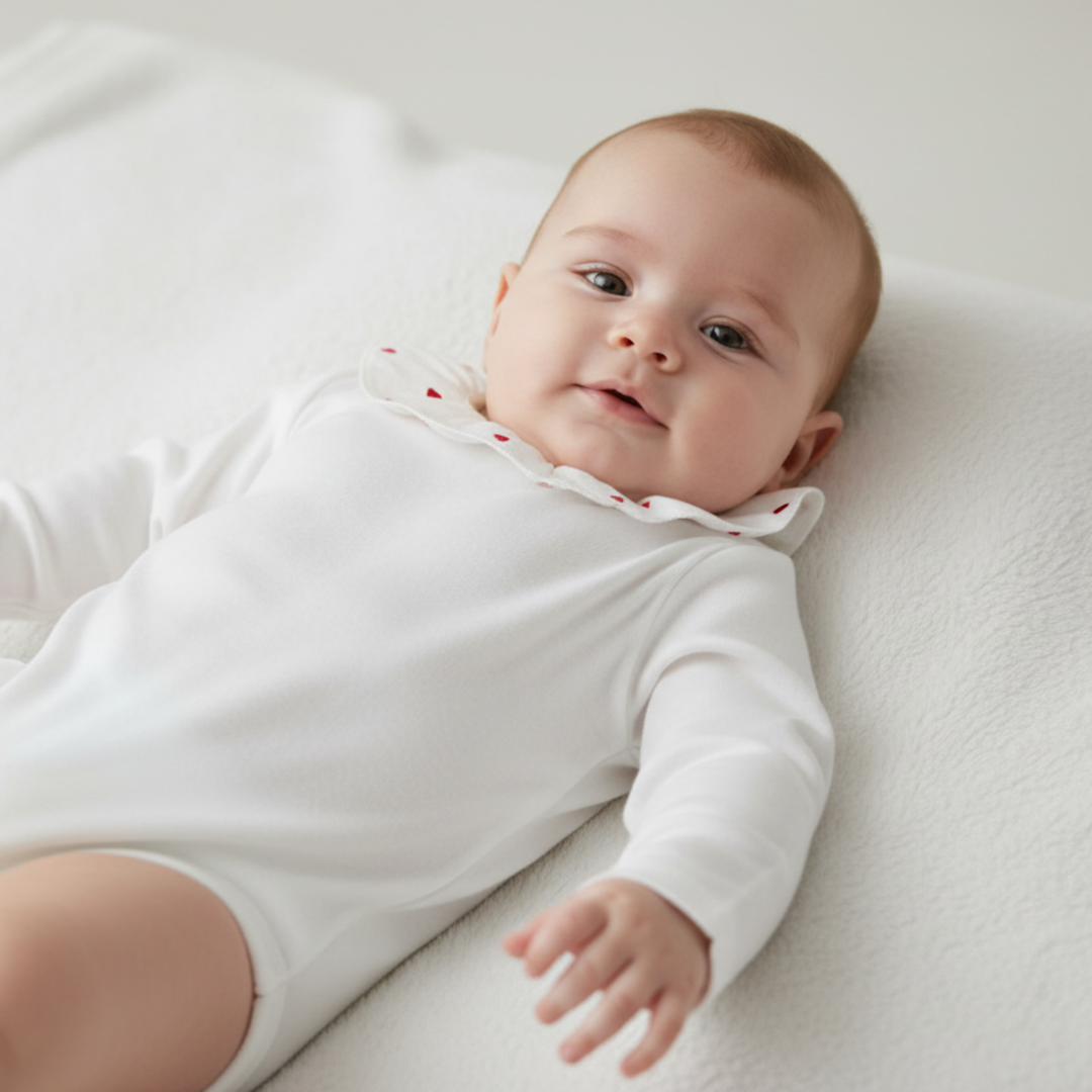 Petit Bateau White Ruffle Collar Bodysuit – Baby Cotton Essential