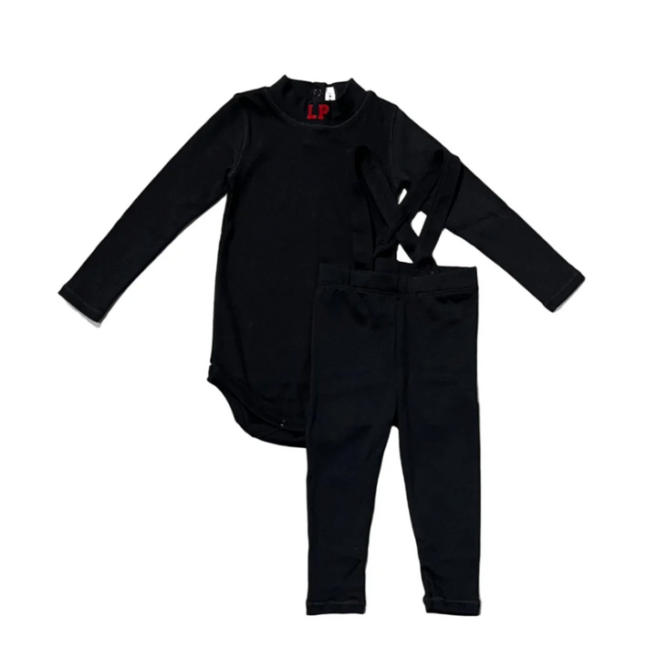 Parni Black Mockneck + Overalls Set – Effortless Elegance