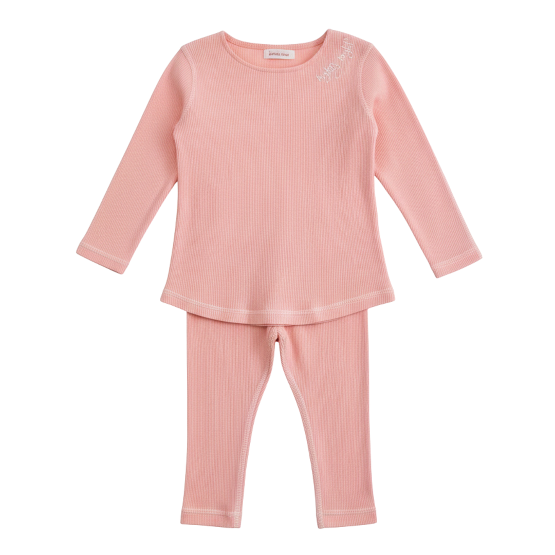 Bee & Dee Coral Contrast Loungewear Set Bright Two-Piece Newborn Toddler Outfit