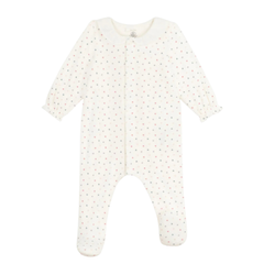 Petit Bateau - Baby Girl Velour Front Snap Multi Heart Footie