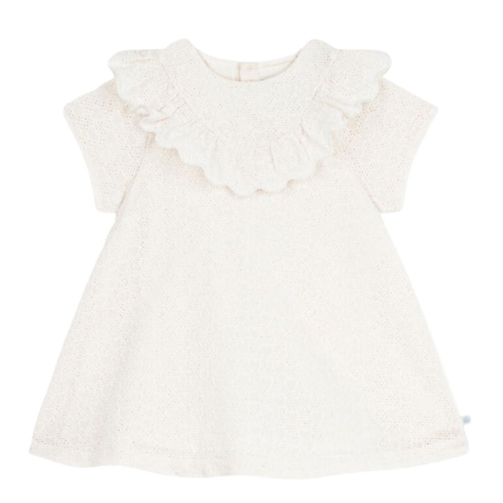 Petit Bateau - Baby Girl SS Eyelet Dress with Ruffles