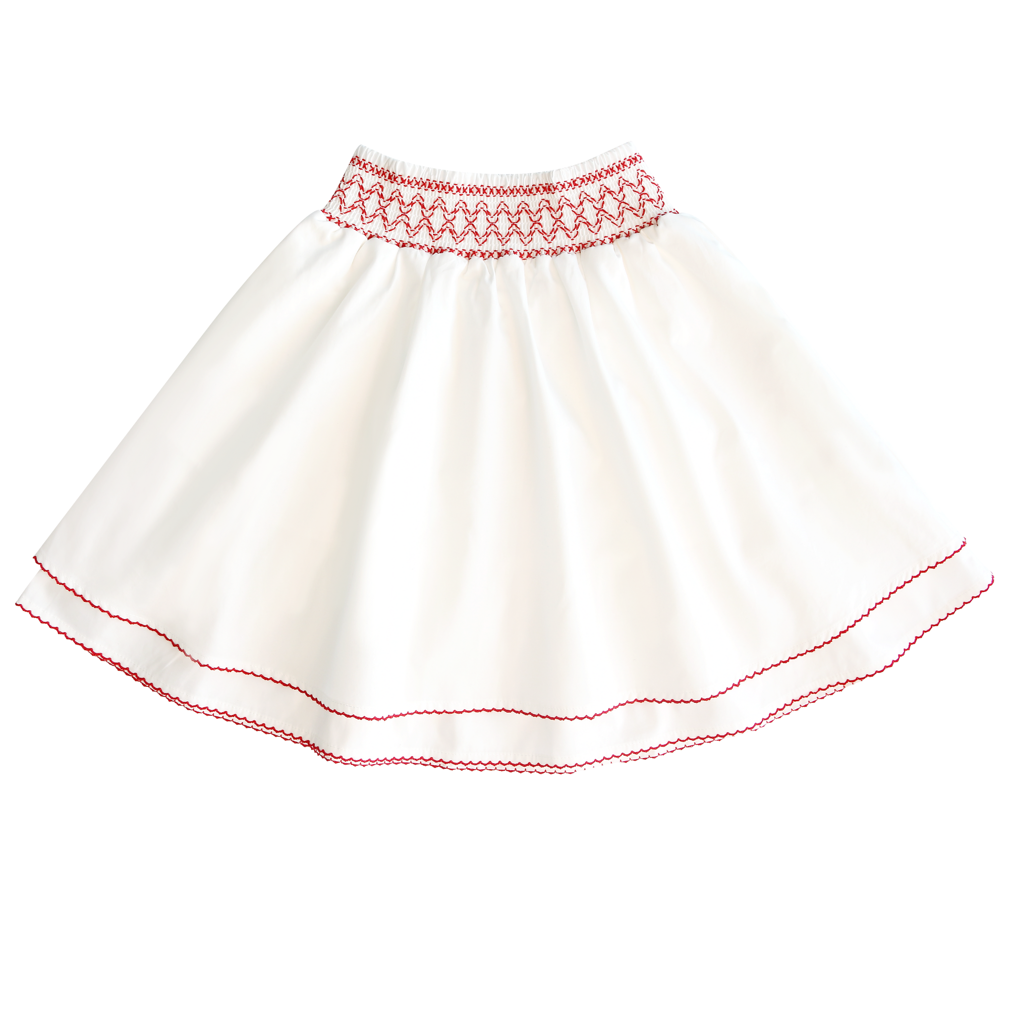 Little Parni Girls Smocking Skirt (White)