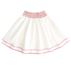 Little Parni Girls Smocking Skirt (White)