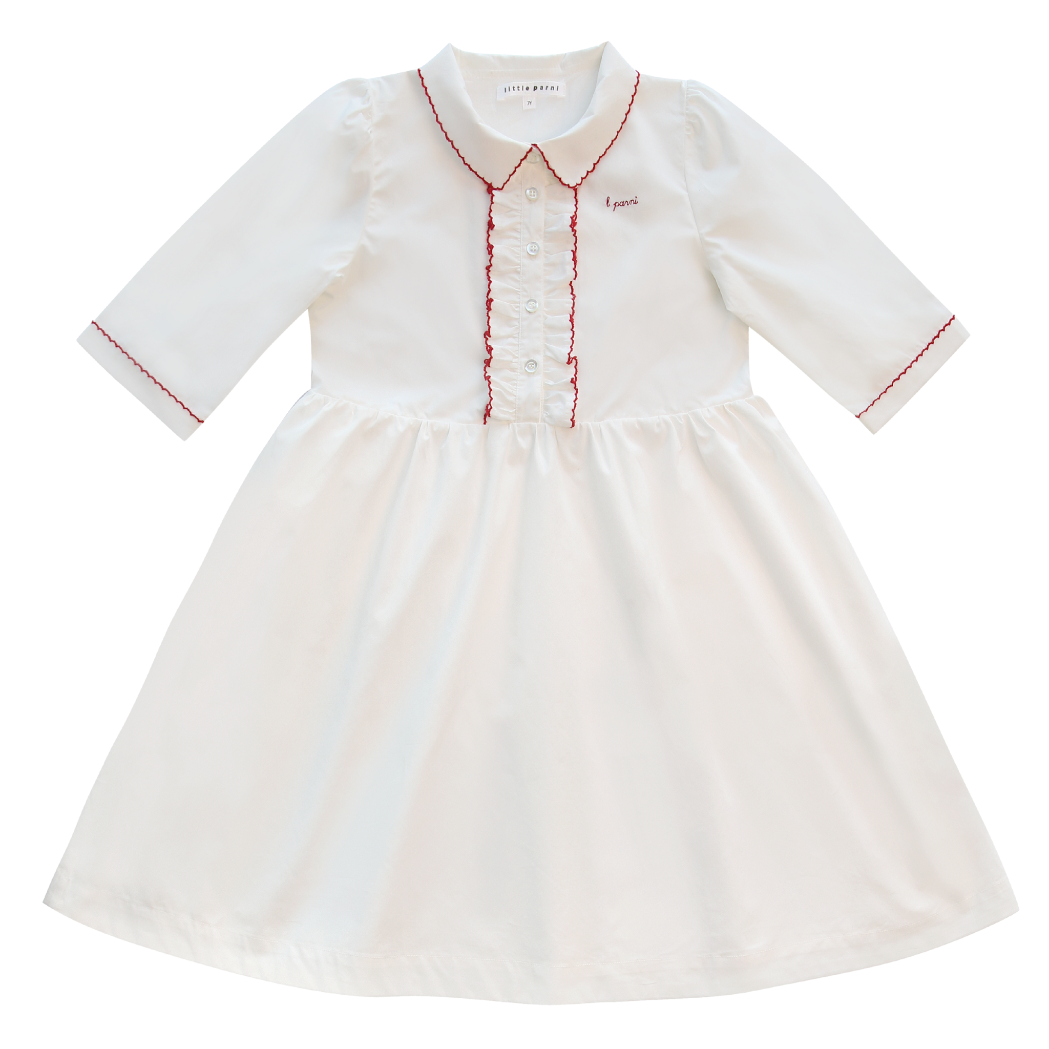 Little Parni - Girls Pico Dress – Long Sleeves (White)