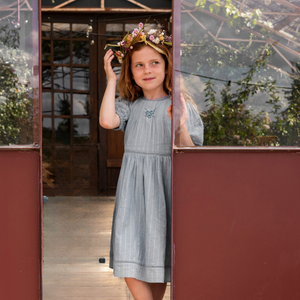 Orange Dimanche Sky Blue Textured Cotton Dress