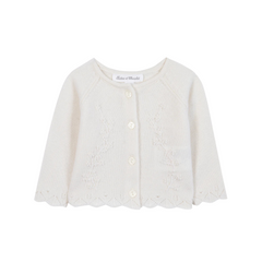 Tartine et Chocolat Cream Embroidery Cardigan Knit Set