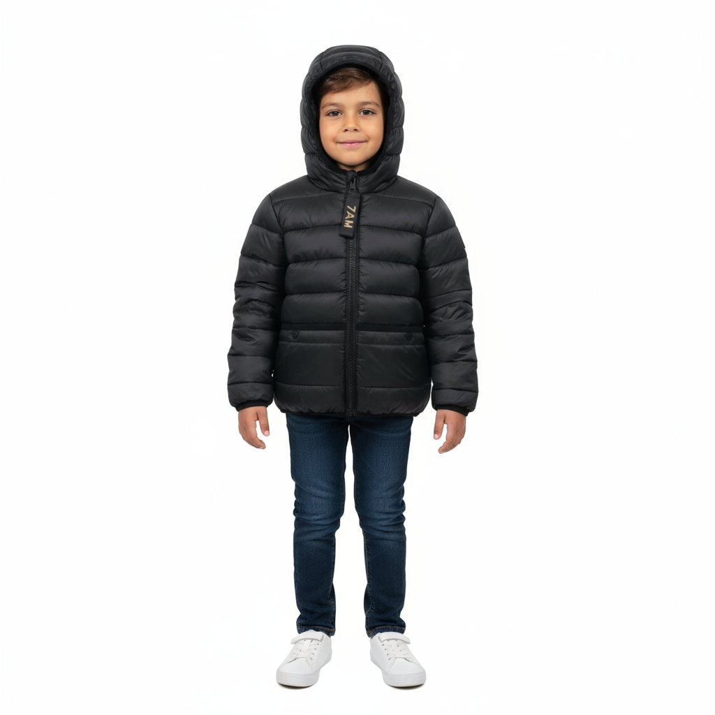 7AM Enfant Roll Me Puffer – Black Kids Winter Jacket