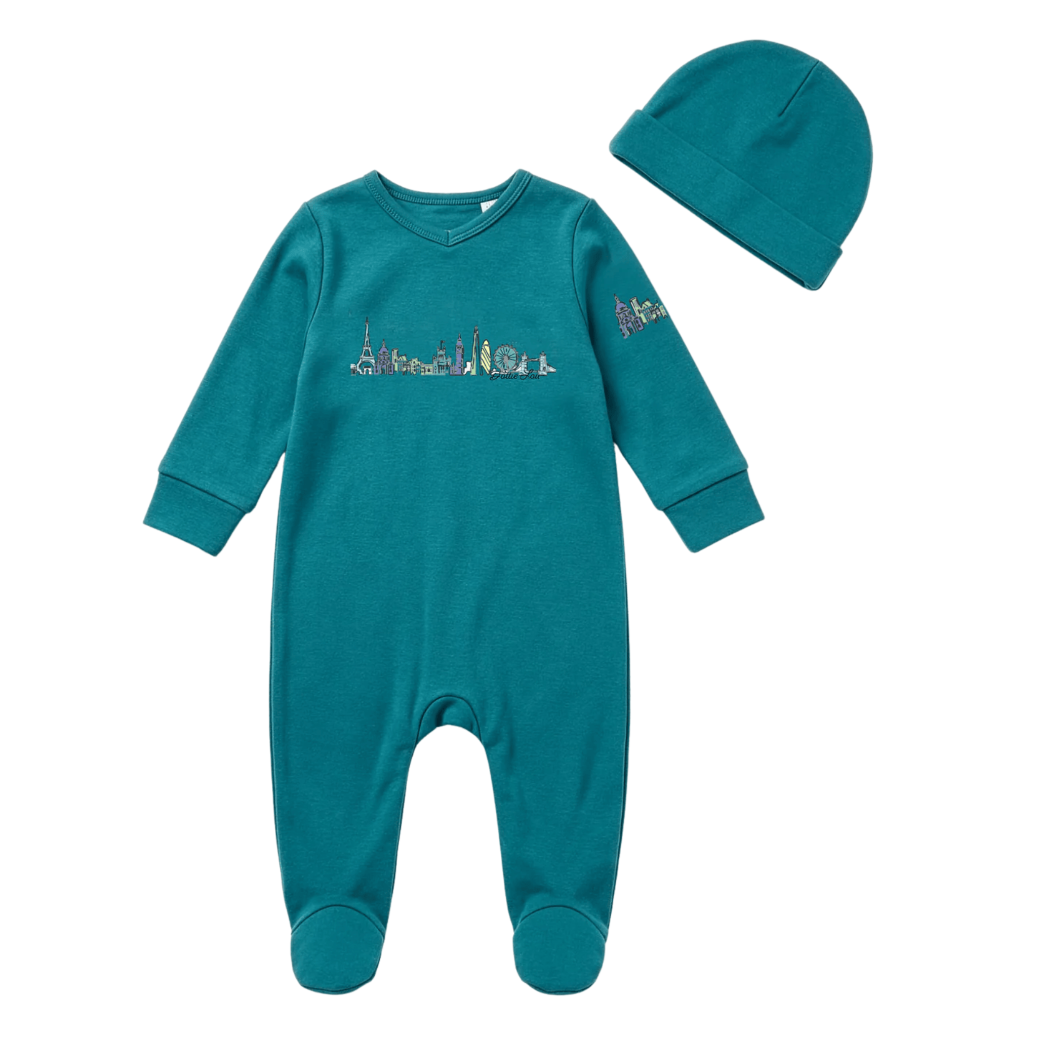 Dottie Lou - Teal Global Dreamer Footie Set
