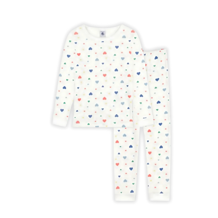 Petit Bateau | Heart‑Print Fitted‑Leg Pyjama