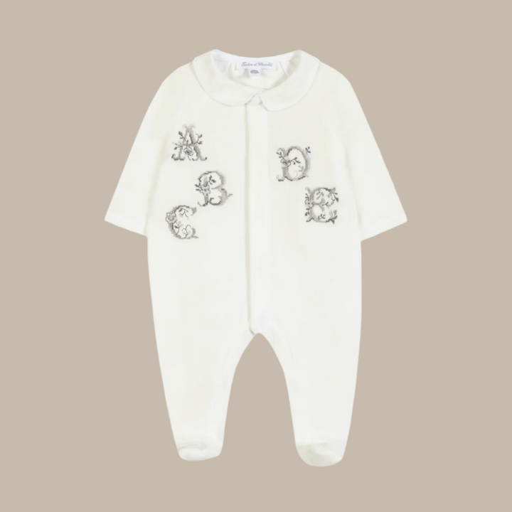 Tartine Et Chocolat Ecru Embroidered Footie