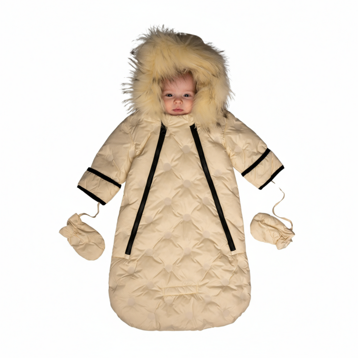 Mantel Dotted Contrast Bunting | Stylish Infant Winter One-Piece with Polka Dot Accents