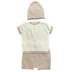 Li & Me - Cream Toasted Embroidered Boat Short 3pc Set