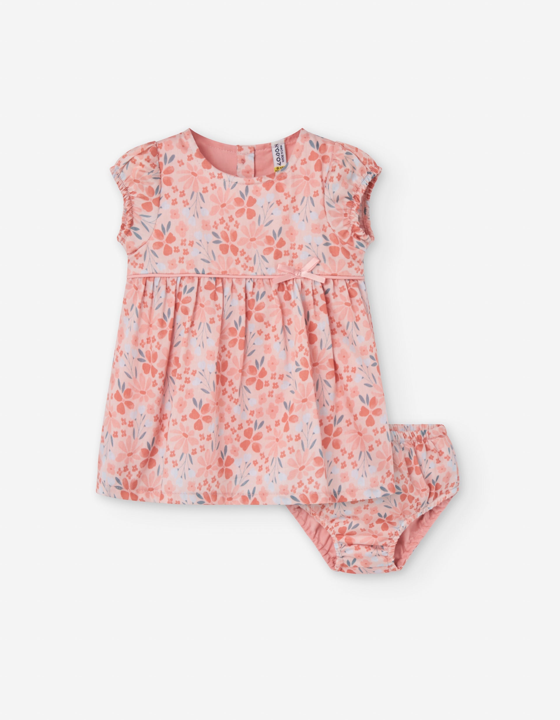 Losan Pink Floral SS Printed Dress + Bloomer