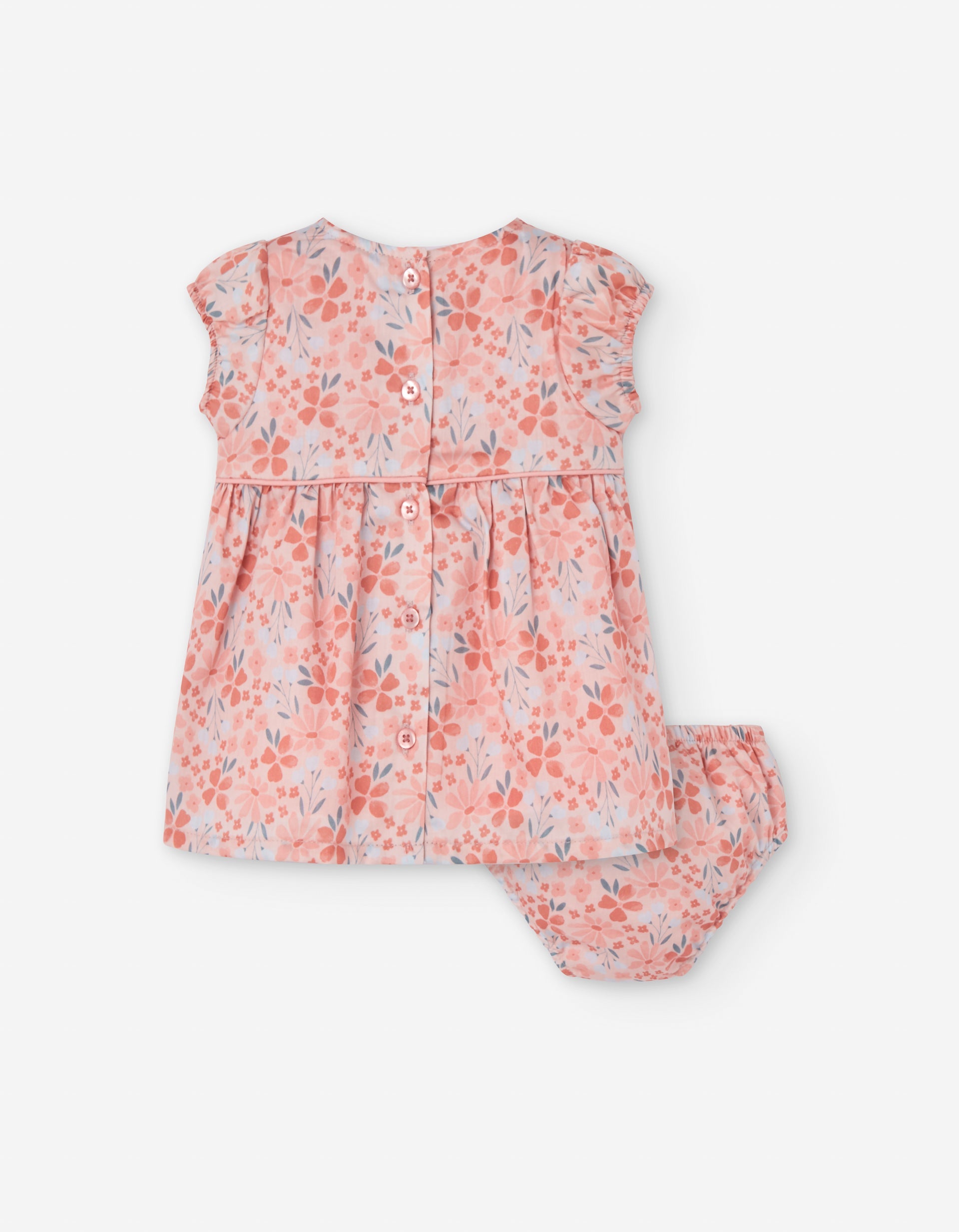 Losan Pink Floral SS Printed Dress + Bloomer