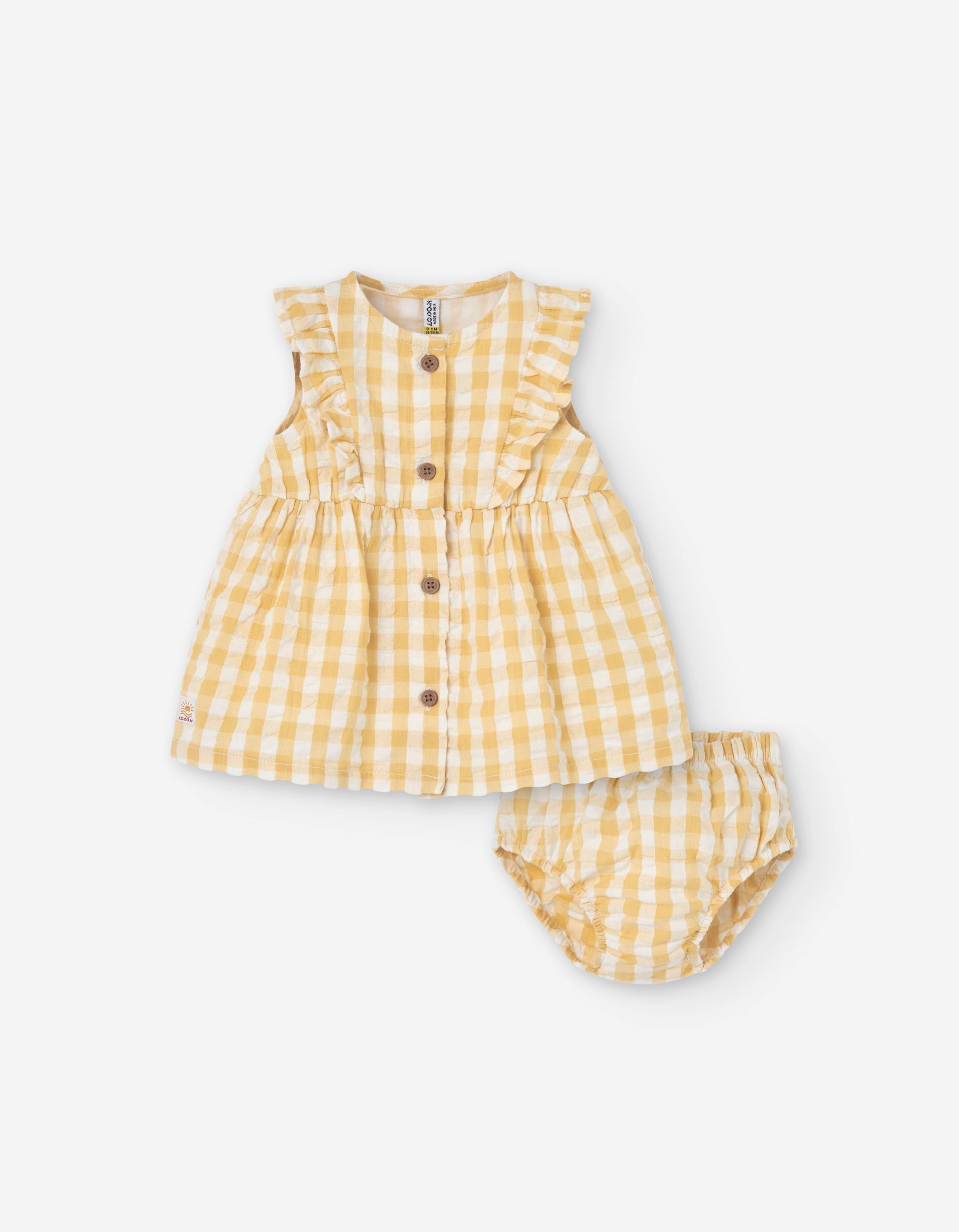 Losan Gingham Sleeveless Dress + Bloomer