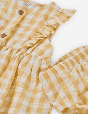 Losan Gingham Sleeveless Dress + Bloomer