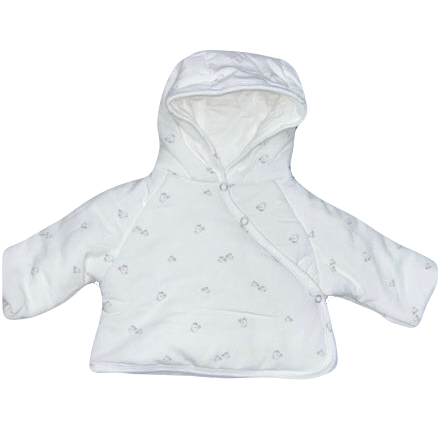 Latte Baby Bird Print Hooded Jacket White