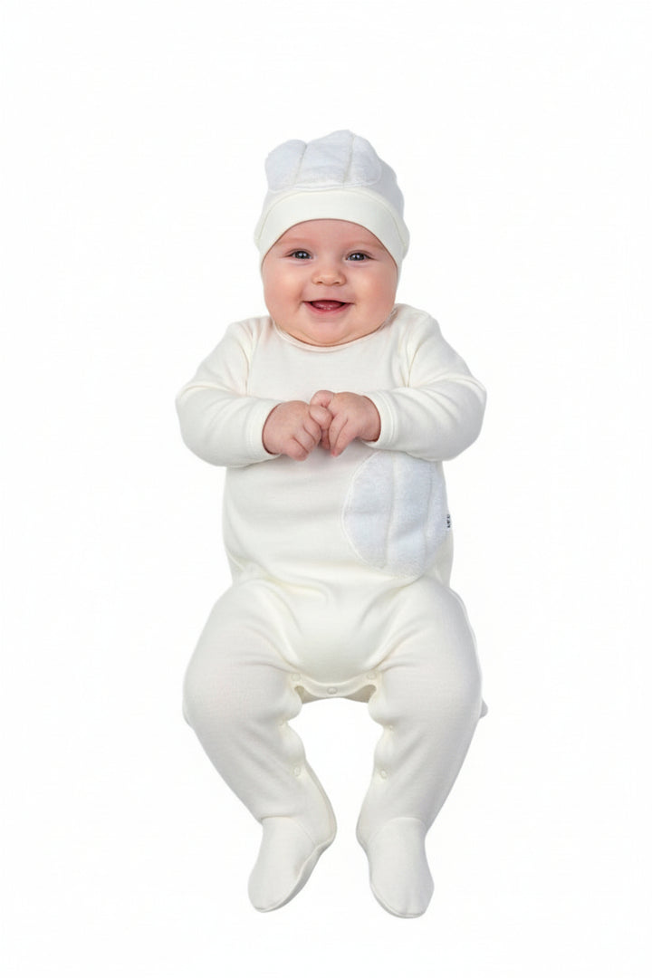 Latte Ivory Baby Footie & Hat Set 