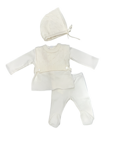 Latte ivory cable knit vest set