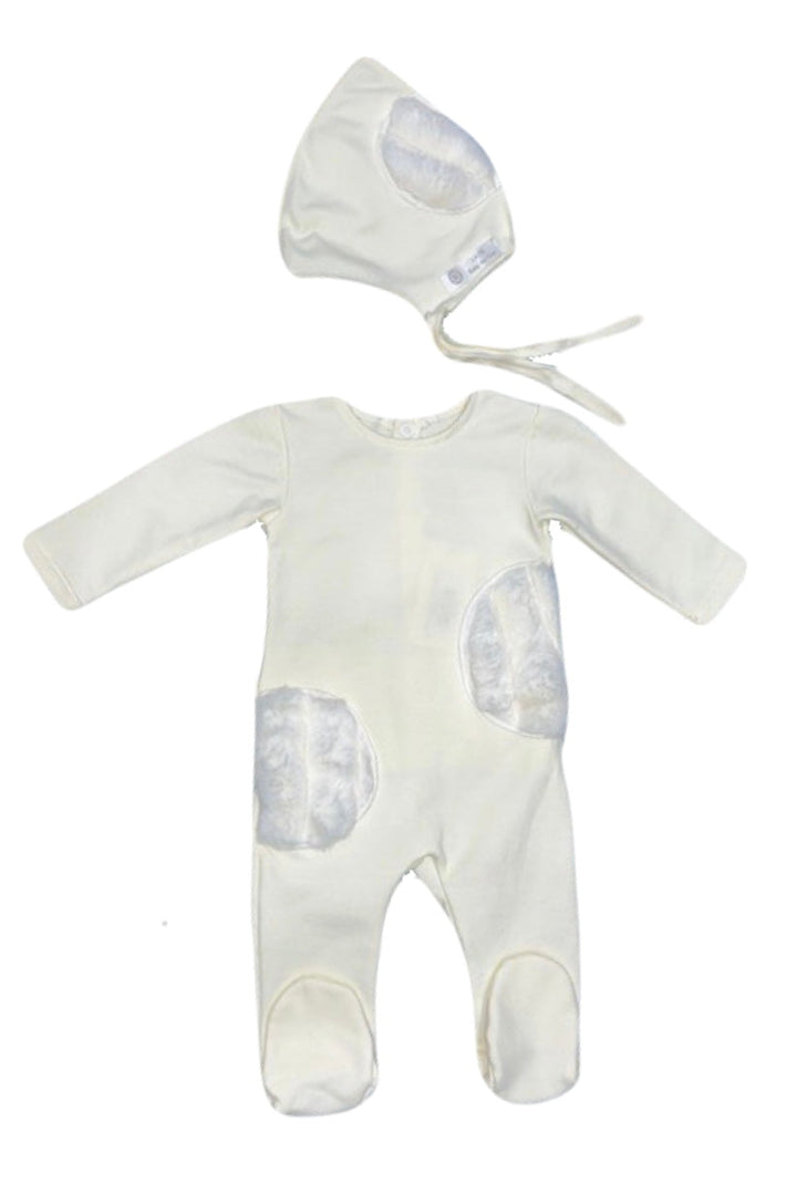 Latte Ivory Baby Footie & Hat Set 