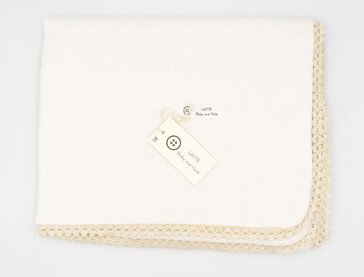 Latte ivory lace trim blanket sac