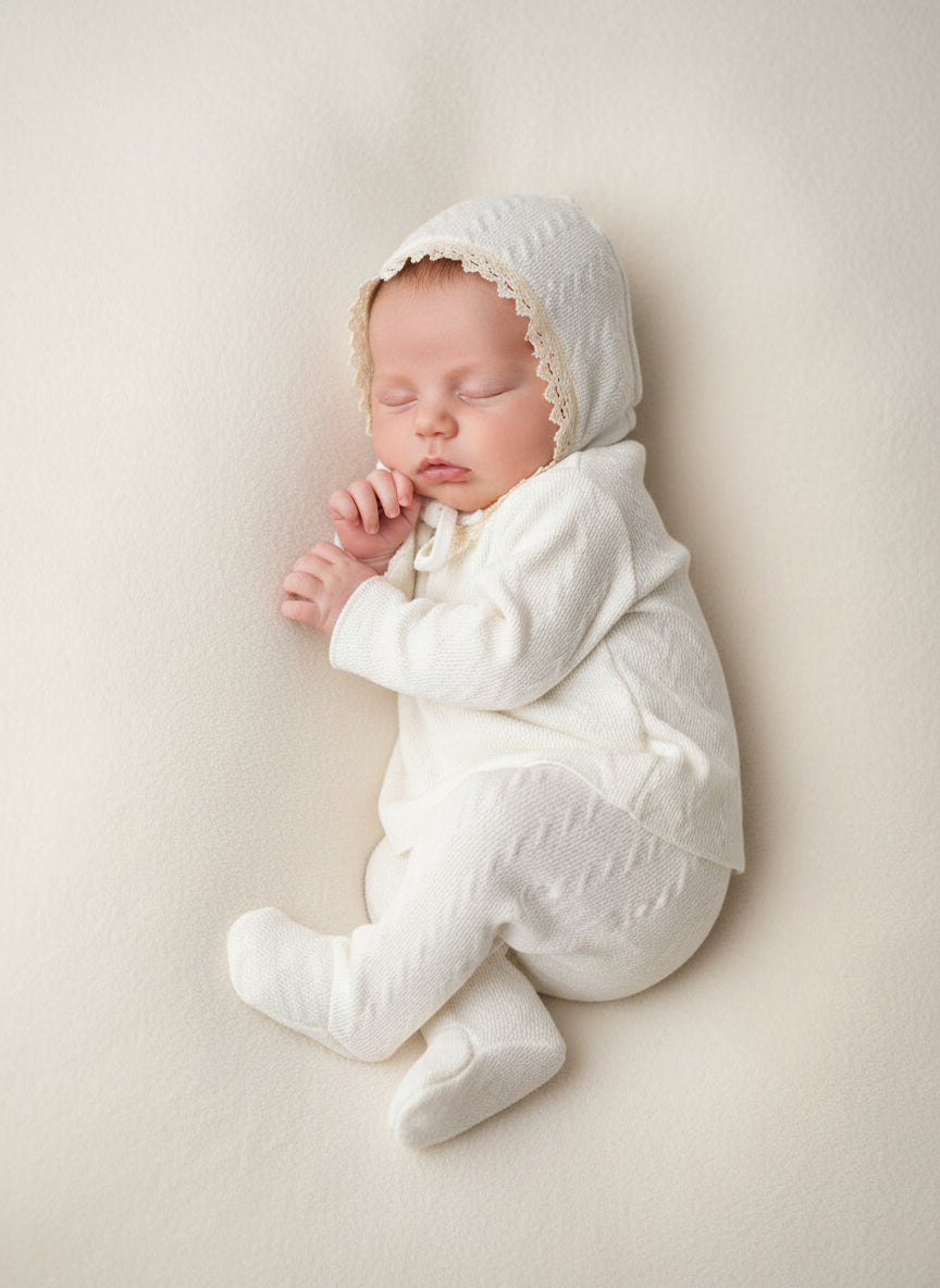 Latte Ivory Baby 2-Piece Set with Bonnet