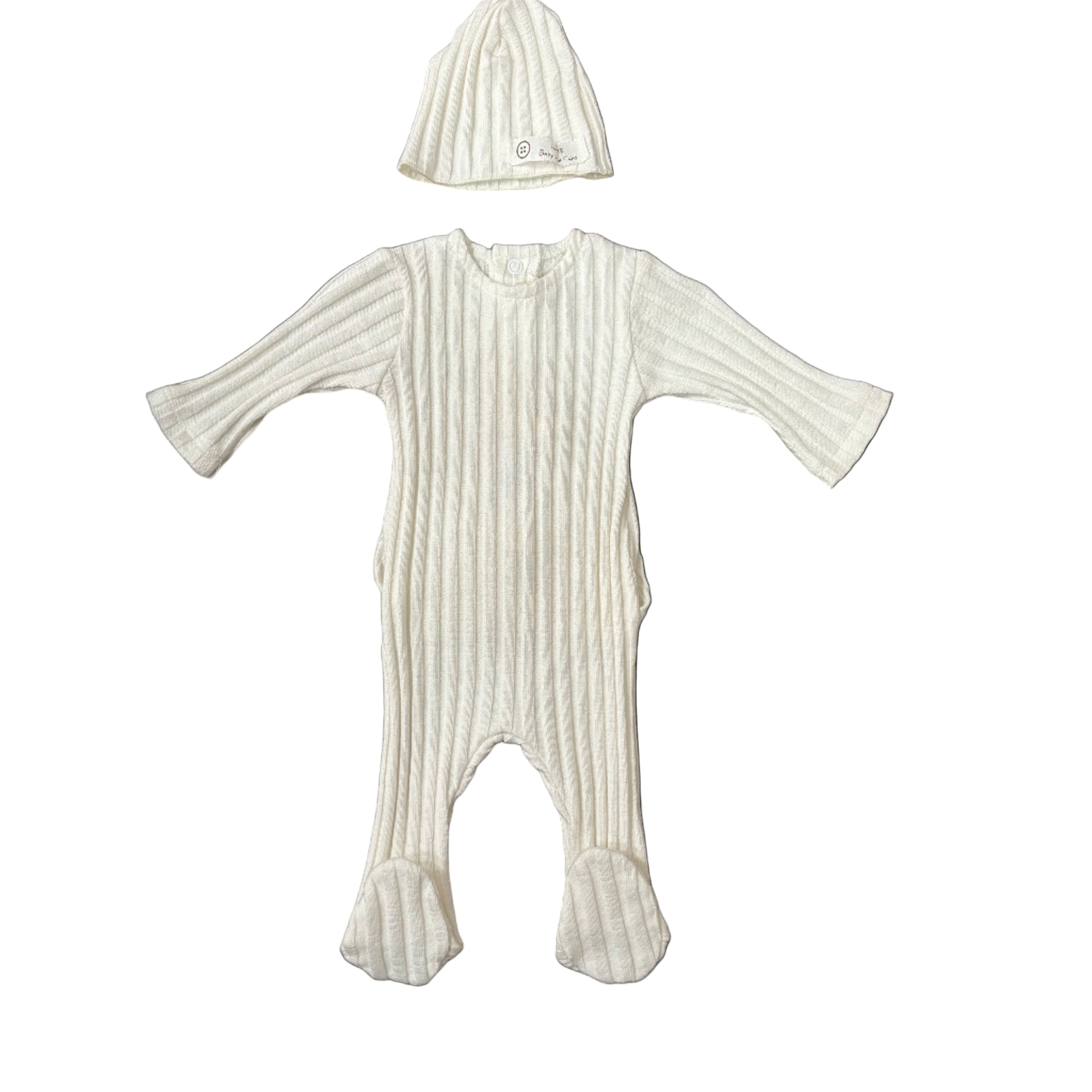 Latte ivory lace trim footie and bonnet