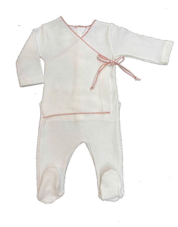 Latte Tutina Pepe trim rose wrap onesie
