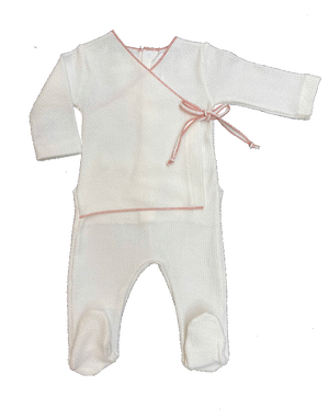 Latte Tutina Pepe trim rose wrap onesie