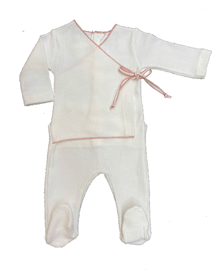 Latte Tutina Pepe trim rose wrap onesie