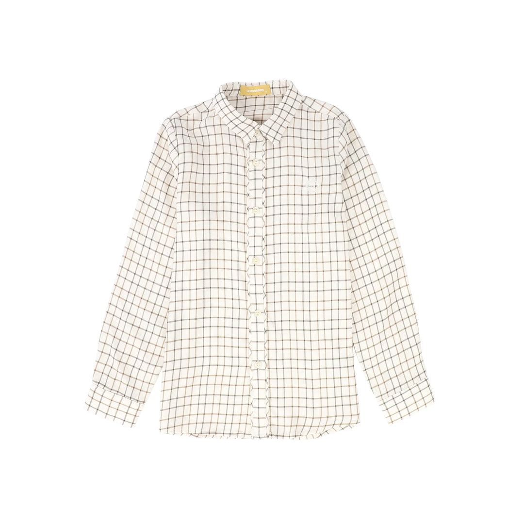 Le Bourdon Brown Plaid Collar Shirt