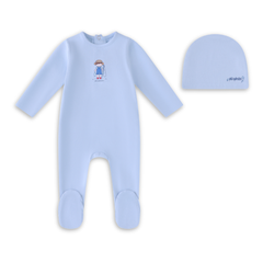 Little Label Light Blue Fisherman Footie & Hat - Boys at Little Loungers