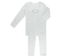 Little Label – Cloud Herringbone Pajama (Light Blue Cotton)